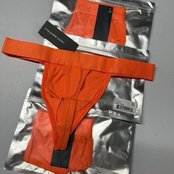 Todd Sanfield Thong men's XS Orange LOT of 3 Underwear String Stretch Solid NEW - Picture 2 of 3